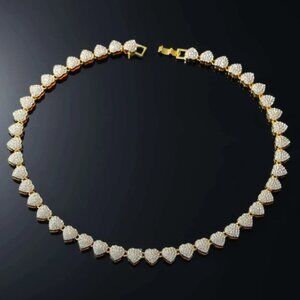 Gold Heart Necklace with Crystal Accents